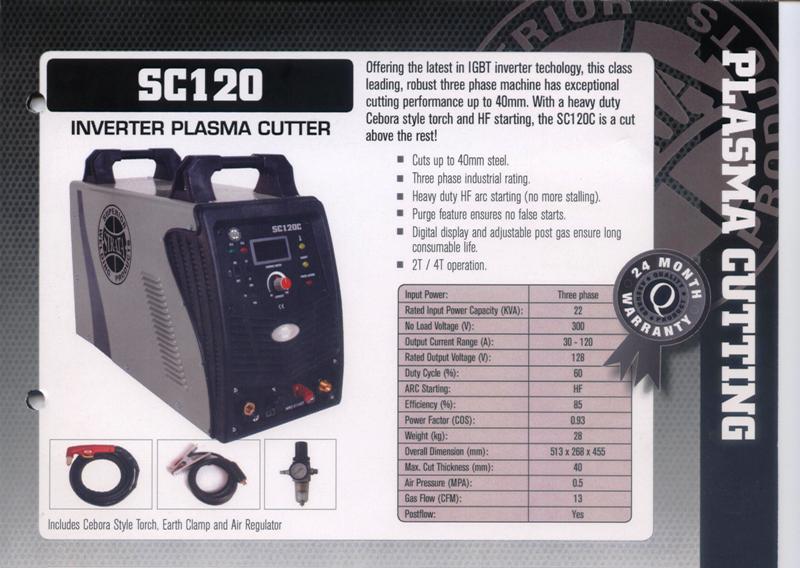 Plasma Cutter new Strata SC120 three phase 120amp cuts up to 40mm