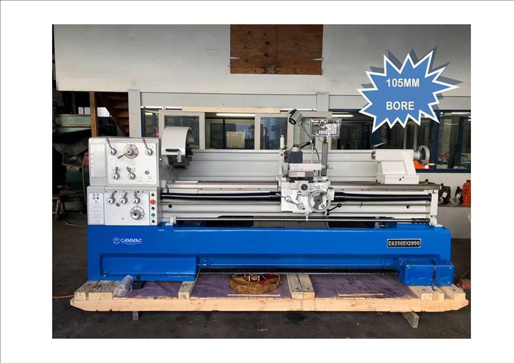 Lathe Cammac C6256/2000 560mm swing (788 in gap) 105mm spindle, 3 phase 10hp motor, 25-1600rpm, digital readout, quick change toolpost etc 